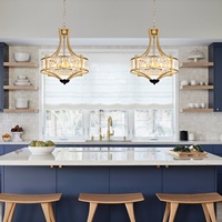 Lámpara Colgante de Lujo Creativa, Lámpara de Techo de Cristal para Comedor, Isla de Cocina, Dormitorio, con Bombilla E14, Color Cobre
