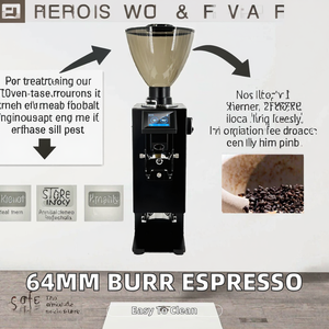 Molinillo de Espresso Semiautomático de Metal con Muelas Planas de 64 mm, Pantalla Táctil LCD, Función de Dosificación y Tamper - Product Image 2