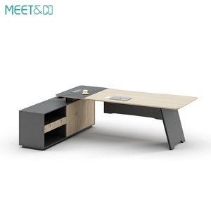 Modern <b>Large</b> Wooden L-Shaped Office <b>Desk</b> Convertible Modular Bureau De Travail for Executives Managers CEOs Bosses - Product Image 3