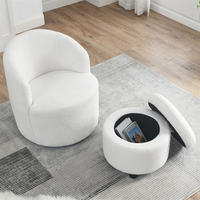 Fauteuil compact moderne capitonné en tissu avec ottoman de rangement intégré, chaise d'appoint rembourrée en peluche pour salon et chambre, idéale pour petits espaces