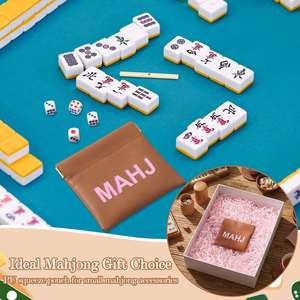 Bolsa de Maquillaje de Piel Sintética con Cierre Automático, Estilo Moderno, Regalo Perfecto, Estuche para Tarjetas de Mahjong - Product Image 4