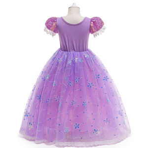 Vestido de niña Sophia Rapunzel para fiesta de Halloween estilo Formal de mezclilla con decoraciones de cinta grupo de edad 4-14Y para la temporada de otoño - Product Image 2