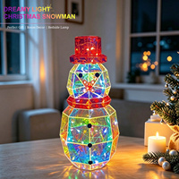 Décoration de Noël LED pré-éclairée en forme de bonhomme de neige irisé, effet cristal, alimentation USB, 50 LED, matériau plastique, 2700K, usage intérieur
