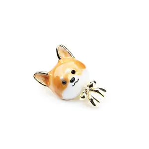 Mode Revers Hund Pin Brosche Frauen Benutzer definierte Broschen Zirkon Beauty Head Retro Shiba Inu Brosche