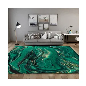 3D漩涡幻觉地毯绿色大理石图案地垫抽象装饰客厅地毯