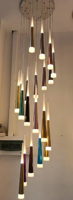 Lustre rotatif en fer pour escalier, tube conique noir, LED, pour maison, bureau, îlot de cuisine, salle à manger, café