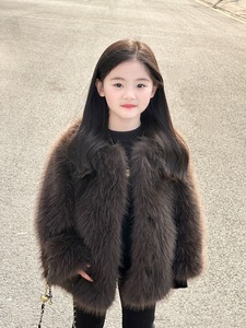 Abrigo de Piel Sintética Macaron para Niñas, Manga Larga, Cálido, Corto, para Invierno, Venta al Por Mayor, OEM - Product Image 3