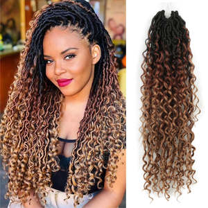 14 pouces Déesse Locs Crochet Tressage Cheveux Rivière Faux Locs Extension de Cheveux Bouclés Cheveux Synthétiques Passion Twist Tresses Pré Bouclé - Product Image 1