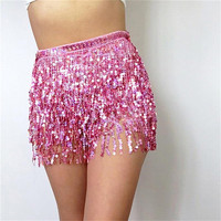 Jupe de danse Sexy pour femmes, écharpe de danse du ventre, ceinture de danse, Costume de spectacle, paillettes, glands