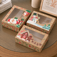 Boîtes à gâteaux en papier kraft de Noël avec fenêtre transparente, boîte d'emballage pour cupcakes, mousses et desserts pour les fournitures de pâtisserie de fête de Noël