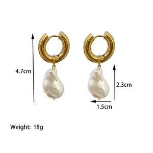 Français haut de gamme boucle fendue pendentif clavicule chaîne boucle d'oreille bijoux élégant géométrique irrégulière perle collier cadeaux pour les femmes - Product Image 6