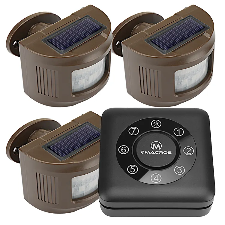 Système d'alarme solaire, Kit sans fil, 7 zones, 1 récepteur et 3 capteurs, 1/2 km d'autonomie