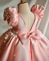 Robe de demoiselle d'honneur en satin pour mariage, robe de princesse florale personnalisée, cadeau d'anniversaire pour enfants, première communion