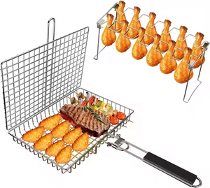 Đa mục đích dây thép không gỉ BBQ nướng <span class=keywords><strong>Net</strong></span> dệt vòng nướng Grate cho cắm trại ngoài trời hàn xử lý đồ nấu nướng - Product Image 1