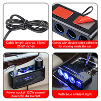 Chargeur USB double, adaptateur 12 volts, chargeur USB pour voiture, triple prise, prise d'alimentation électronique, prise allume-cigare pour voiture 12-24v