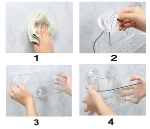 Vật liệu PET trong suốt Gia đình Nhà bếp Tổ chức Trường hợp Treo tường Giá lưu trữ Mỹ phẩm Hút lên Punch Miễn phí - Product Image 4