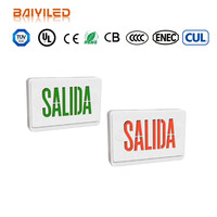 Panneau de sortie LED Baiyi, éclairage d'urgence, double face, montage mural, acrylique blanc/vert, batterie Ni-Cd, garantie 3 ans
