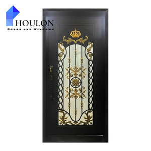 Portes <span class=keywords><strong>d</strong></span>'<span class=keywords><strong>entrée</strong></span> modernes en fer forgé noir, simples ou doubles, avec arche, pour maison, résistantes aux intempéries et sécurisées, style français - Product Image 6