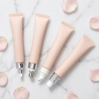 Tube cosmétique souple 10ml 15ml 20ml 30ml 19mm avec 4 applicateurs, tube à bille pour crème contour des yeux et brillant à lèvres, rose nude mat