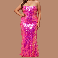 Robe à paillettes personnalisée pour femmes Robe de bal à paillettes sans bretelles Robe de cocktail de soirée grande taille avec traîne
