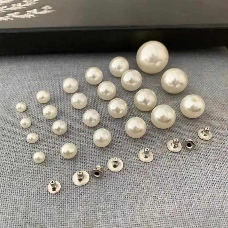 Fábricas Atacado zinco liga pérola spike rebite rodada contas DIY jóias artesanato e unhas pérola