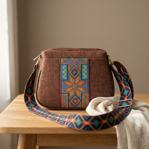 Sac bandoulière de luxe personnalisé Jaipur en raphia tressé brodé géométrique avec large sangle de guitare, sac à main de villégiature pour femme - Product Image 6