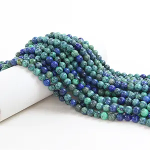 Wholesale 4 6 8 10 Mm Natural Azurite Malachite Beads Lava Lapis Lazuli Loose Stone Beads For Jewelry Bracelet Necklace