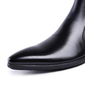 Bottes Chelsea chaudes d'hiver pour hommes, chaussures en cuir pleine longueur avec doublure en polaire et bout rond - Product Image 5