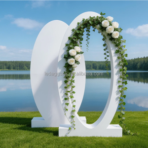 Support de toile de fond blanc de conception nouvelle LEDA Factory, structure en métal de luxe, panneau arqué rond, cadre elliptique pour la décoration de salles de mariage et d'événements - Product Image 1