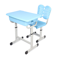 Ensemble Chaise et Bureau Scolaire Bleu Confortable, Écologique et au Design Moderne, Hauteur Réglable pour Salle de Classe et Salon