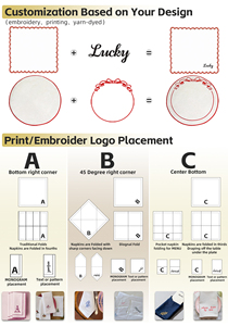 Juego de Servilletas de Lino de Color Sólido con Colores/Logotipos Personalizados Estilo Nórdico con Borde Festoneado Bordado para Hotel y Bodas - Product Image 2