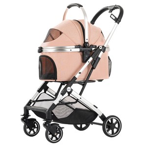 Poussette 3 en 1 pour petits chiens moyens chiots chats Coussin de transport détachable Cadre en aluminium léger et <span class=keywords><strong>pliable</strong></span> Double entrée sans fermeture éclair - Product Image 3