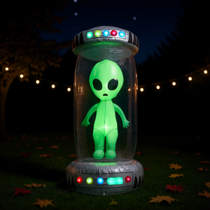 Décoration de jardin gonflable pour Halloween, extraterrestre UFO de 2,5 m de haut, décor animé avec LED RVB pré-éclairées, pour fête de vacances - Product Image 2