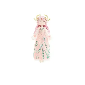 低价粉色女孩娃娃钩针公主玩具手工针织处女座美人鱼儿童公主