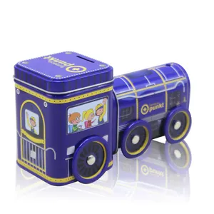 Wholesale Train-Shaped Metal Tin Box Custom Logo Tin Cases Decorative Train Shape Tin Box