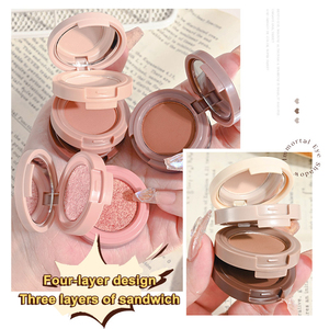 Alta qualità durevole opaco lucido <span class=keywords><strong>occhi</strong></span> pigro cartone animato Mini trucco Private Label rotondo Sandwich ombretto tavolozza - Product Image 3