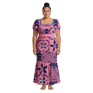 Vestido Samoano de Moda Hawaiana para Mujer, con Lazos, Ropa Polinesia para Fiesta, Baile de Graduación, Vestidos de Sirena con Estampado Tribal Tapa - Product Image 1