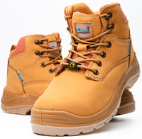 Botas de Seguridad Unisex ACE de Media Caña con Cordones, Puntera de Material Compuesto, Antiestáticas, Antiperforación, Impermeables, Parte Superior de Cuero Nubuck Color Miel