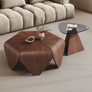 Set di Tavolini da Caffè in Legno Esagonali Minimalisti Stile Vintage di Alta Gamma Adatti per Piccoli Soggiorni Nuovo Modello di Tavolino da Caffè - Product Image 1