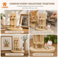 Boîte commémorative artisanale en bois de hêtre massif pour poils de chat, aimant de réfrigérateur, décoration souvenir pour animaux de compagnie