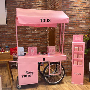 Carros de puesto de hierro europeos mercado nocturno móvil carros de comida promocionales al aire libre Bazar flotadores puestos red carro rojo - Product Image 1