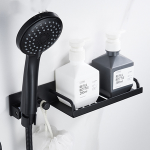 Soporte de esquina <span class=keywords><strong>para</strong></span> cabezal de <span class=keywords><strong>ducha</strong></span> de aluminio espacial negro mate, organizador de pared adhesivo <span class=keywords><strong>sin</strong></span> <span class=keywords><strong>taladro</strong></span>, <span class=keywords><strong>para</strong></span> pulverizador de bidé y jabón, <span class=keywords><strong>para</strong></span> uso hotelero - Product Image 3