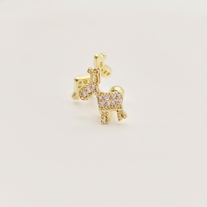 Soldes d'usine : Boucles d'oreilles clous en cuivre écologique avec zircone en forme <span class=keywords><strong>de</strong></span> petit cerf, fermoir à vis sécurisé, bijoux en gros - Product Image 2
