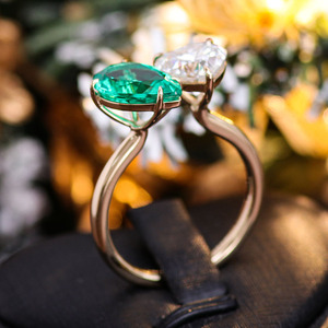 แหวนอัญมณีมรกตและเพชรโมอิส925เงินแท้/10K/14K/18K ดีไซน์ยอดนิยม - Product Image 5