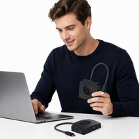 USB-C 8-in-1 Docking Hub PD3.0 USB 3.0 Perangkat Pengambilan Video Input Audio untuk Siaran Langsung