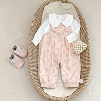 Jumpsuit Bayi dan Balita Motif Bunga Cetak Terbaru Musim Gugur, Pakaian Bayi Modis, Romper Bayi Katun