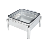 Luxuriöser quadratischer hydraulischer Chafing Dish aus Edelstahl für Hochzeitsbankette und Restaurants mit Glasdeckel – Buffet-Speisenwärmer