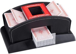 Mélangeur de cartes électrique en cuir PU noir 2 jeux pour mélanger les cartes Machine à mélanger automatiquement les cartes à jouer pour les jeux de casino - Product Image 2