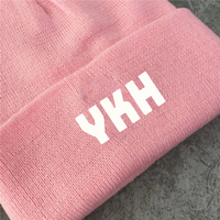Custom Jacquard Gebreide Rand Zijde Satijn Gevoerde Beanie Voor Volwassen Mutsen Met Custom Borduurwerk