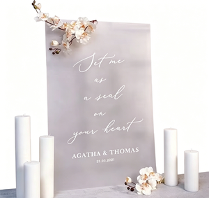 Panneau de bienvenue de mariage en acrylique givré, décoration autoportante personnalisable pour <span class=keywords><strong>la</strong></span> <span class=keywords><strong>cérémonie</strong></span> et <span class=keywords><strong>la</strong></span> réception - Product Image 1
